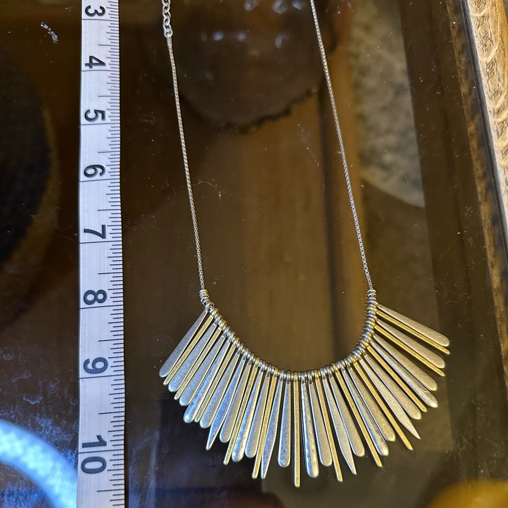 Stella & Dot Gold and Silver fringe Statement Necklace - Picture 2 of 2